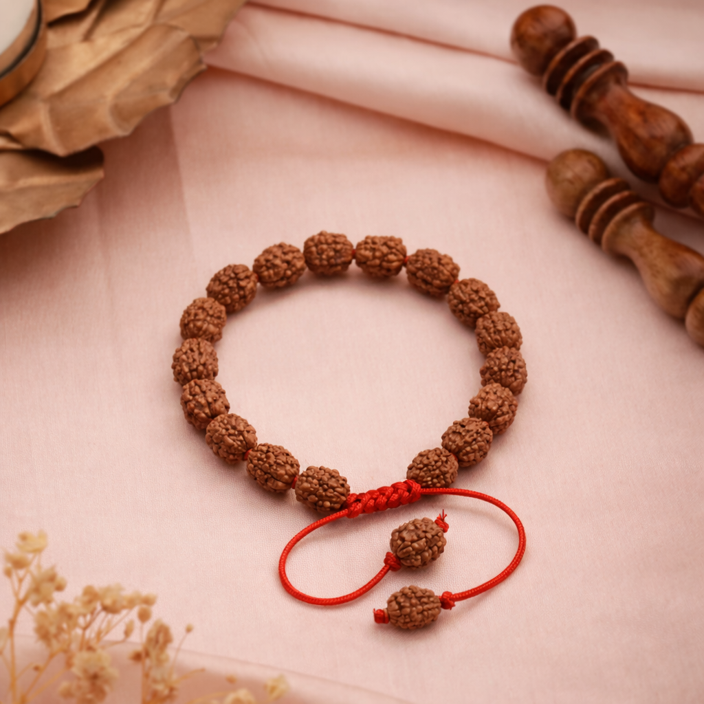 Focus Bracelet for Clarity & Memory – 4 Mukhi Rudraksha (27 Beads)