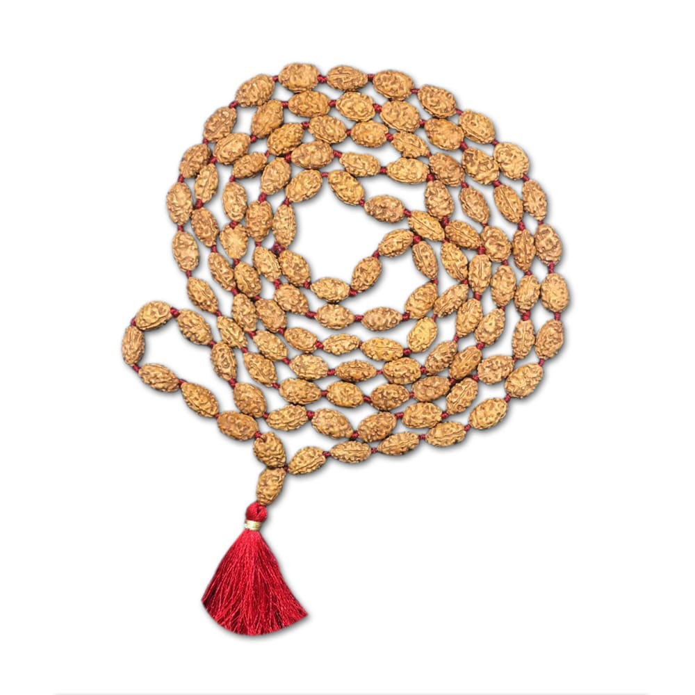 Vòng đeo tay 108 hạt Rudraksha 2 mặt của Indonesia (10mm-12mm)