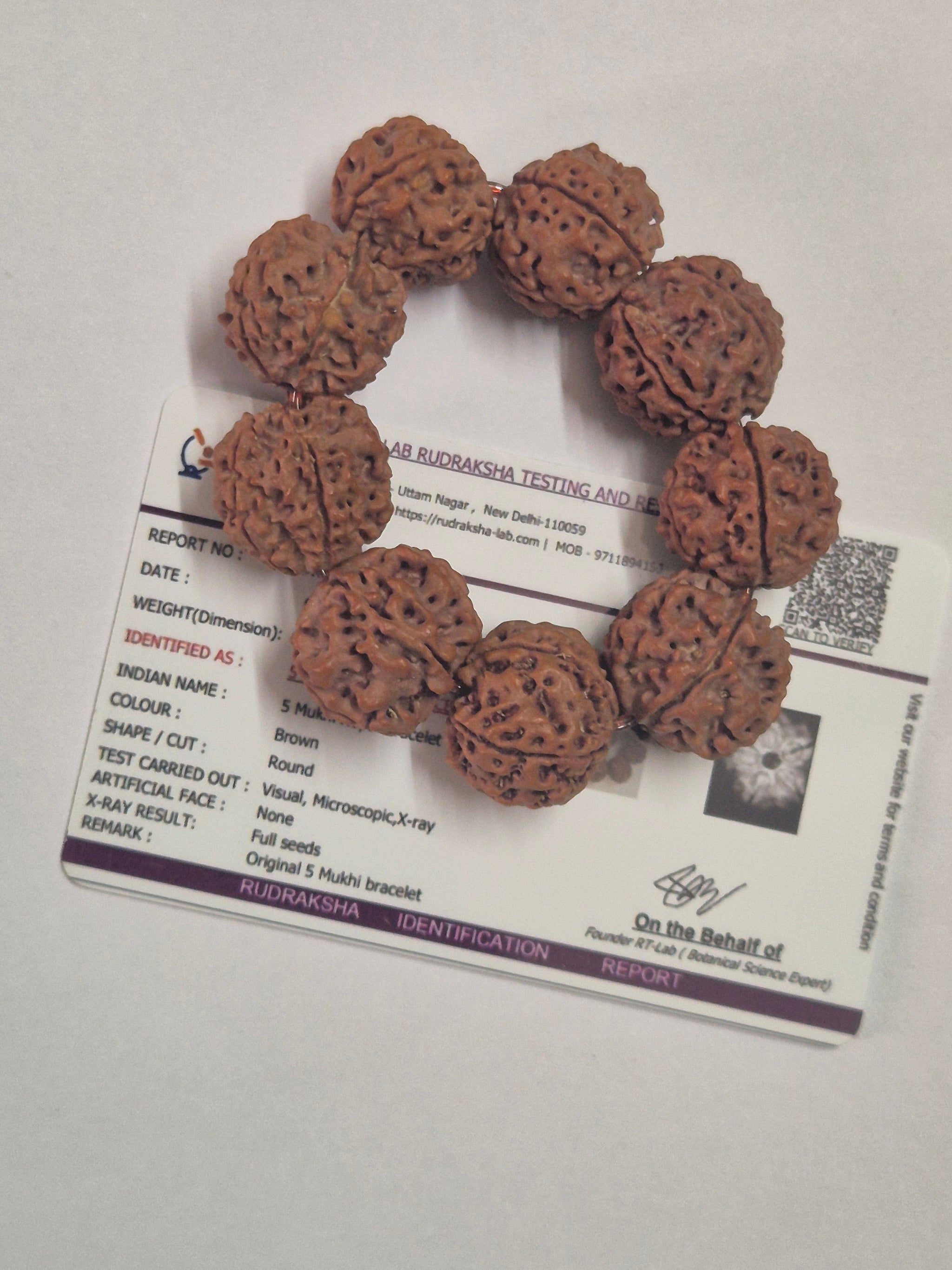 5 Mukhi Nepal Rudraksha Bracelet (18–20 mm) – X-Ray Certified Guru Beads for Balance & Protection